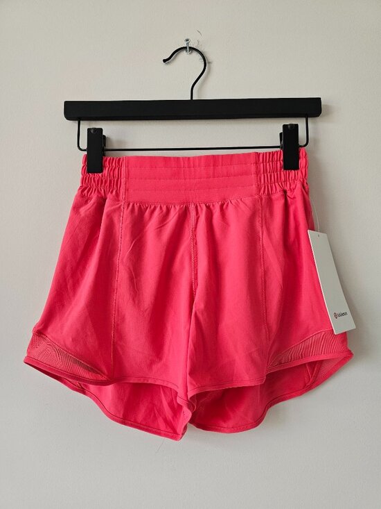 NWT LULULEMON GLZP Glaze Pink High Rise Lined 4" Hotty Hot Shorts 4 - Picture 1 of 8